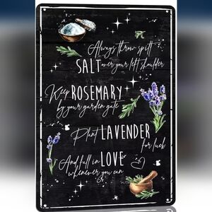 Decorative Herb Kitchen Metal Sign with Lavender and Rosemary 12 " x 16"
